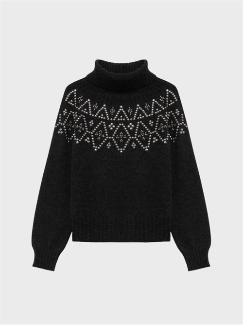 Turtleneck Sweater with Embellished Nordic Rock-Style Yoke ALPHA STUDIO | AD8571G2400